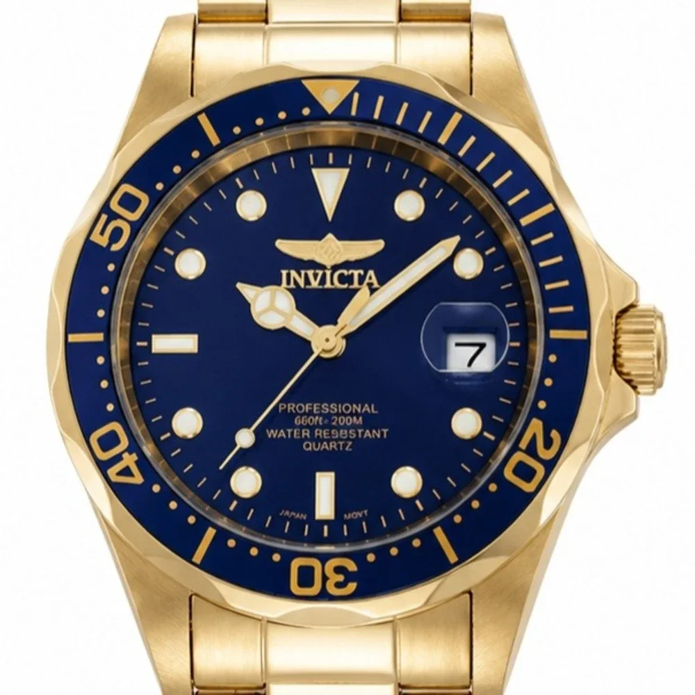 NEW‎ Invicta Pro Diver Men's Watch 37.5mm Gold Blue Dial (8937)